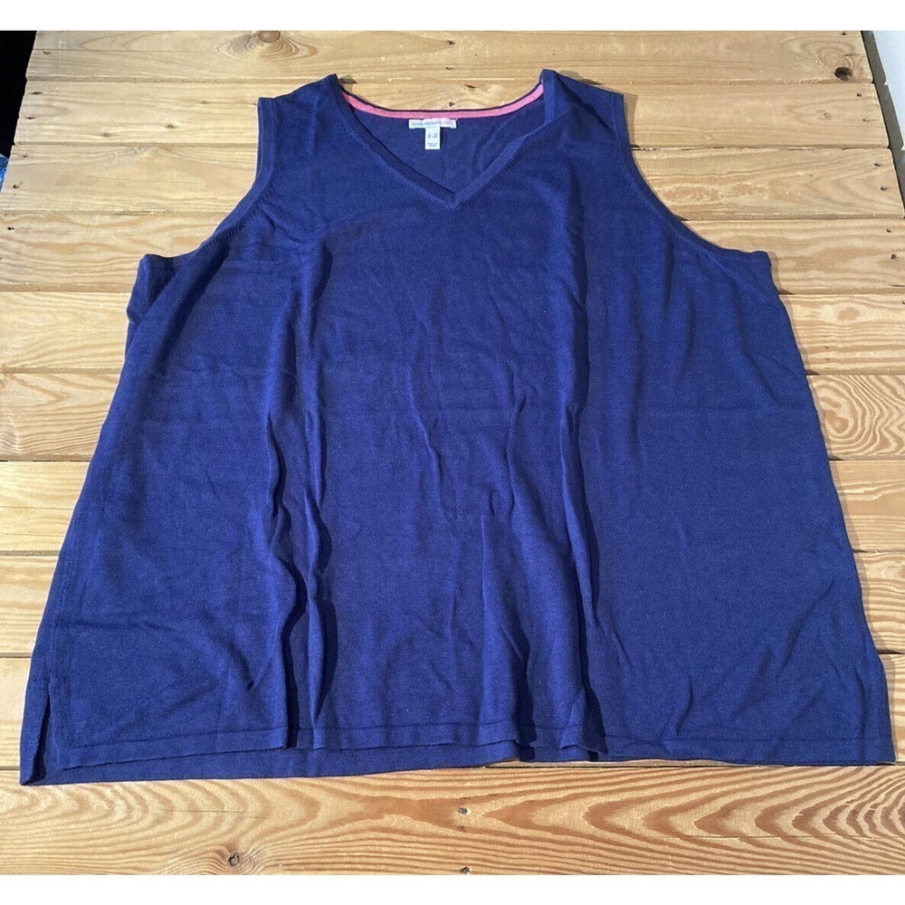 NEW Isaac Mizrahi Live V Neck Sweater Tank Top Size 3X Women’s Navy